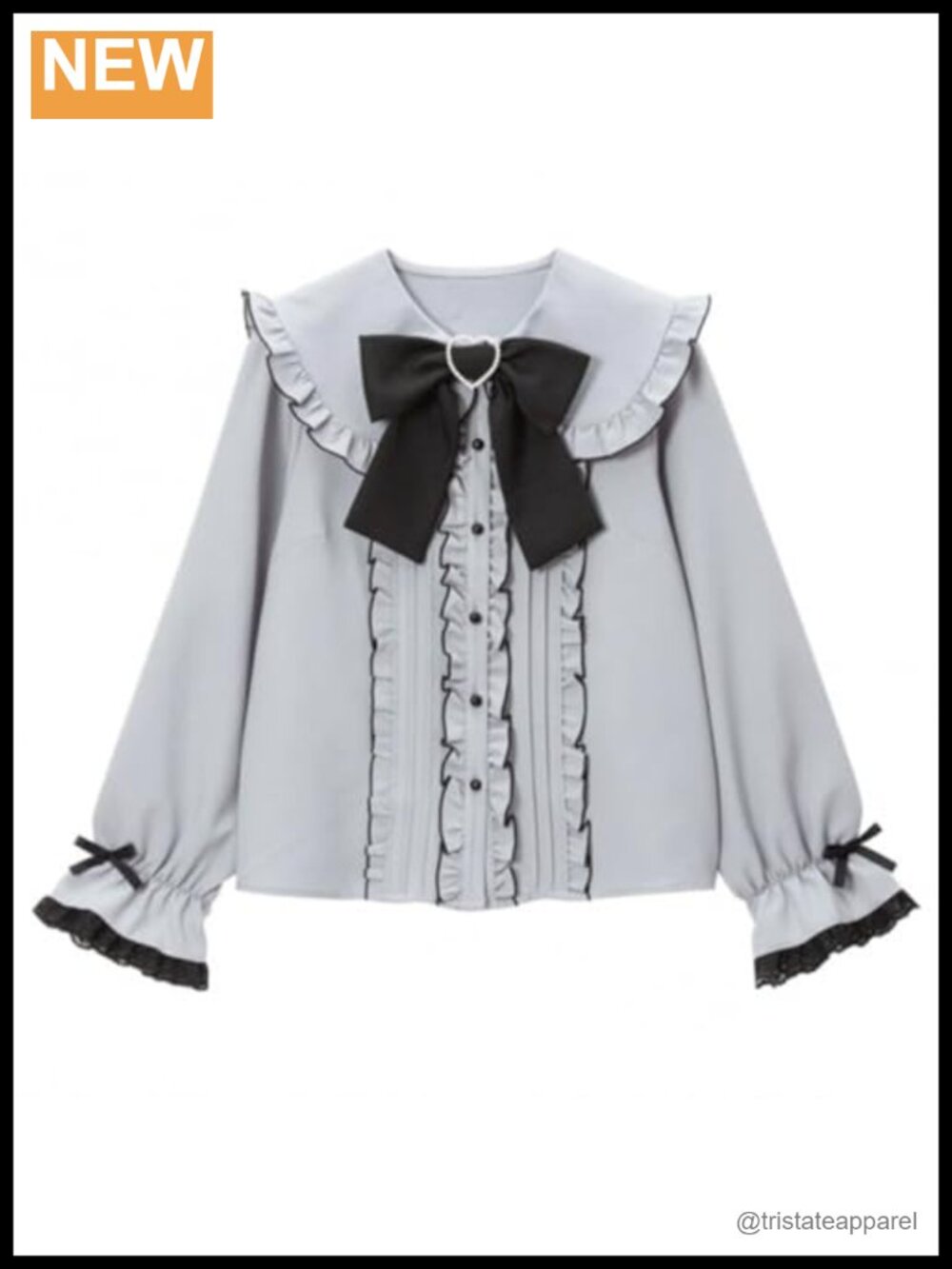 Jirai Kei Lolita Blouse with Lace and Ruffle Sleeves